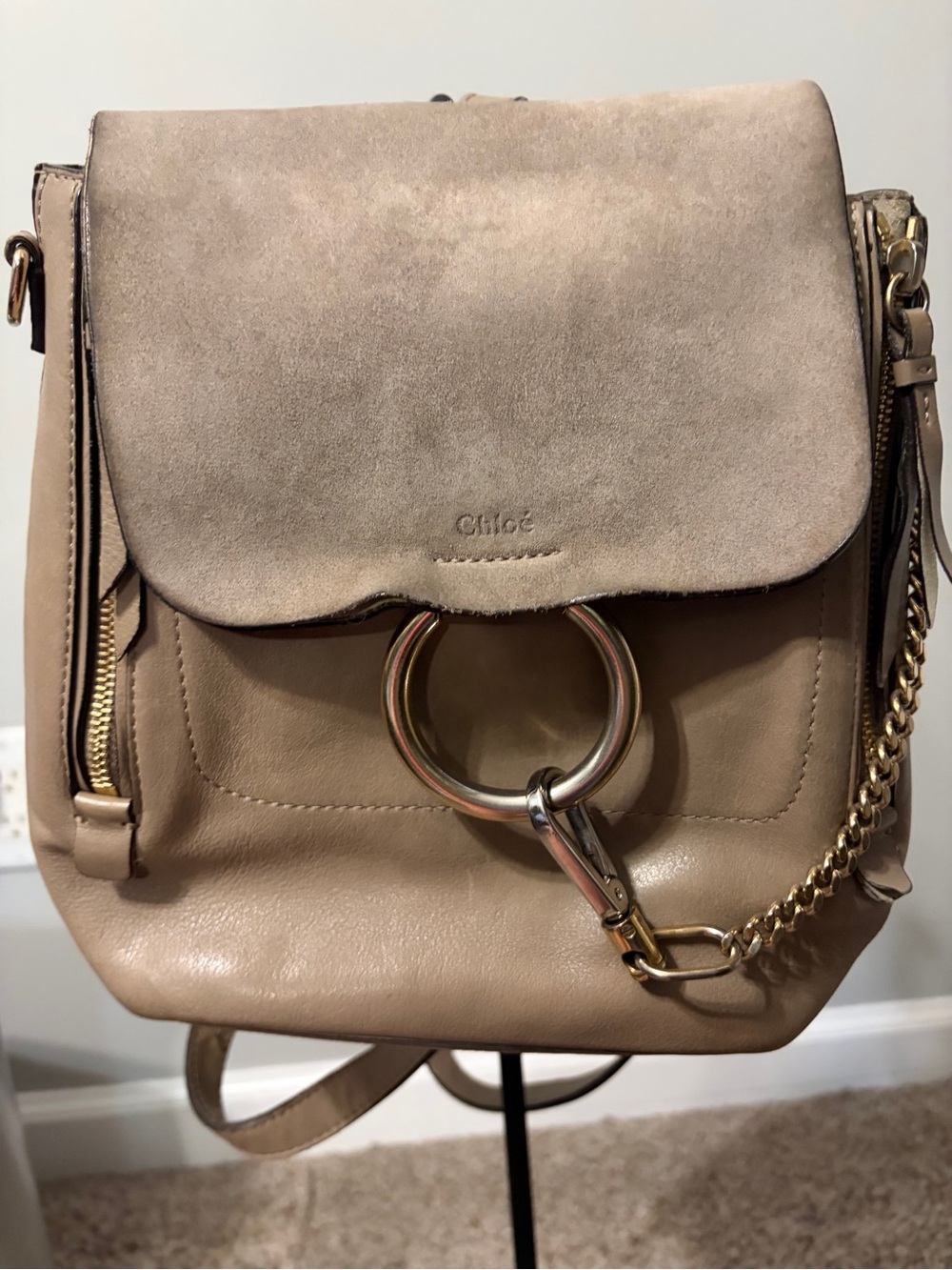 CHLOE Faye Suede and Leather Small Backpack
